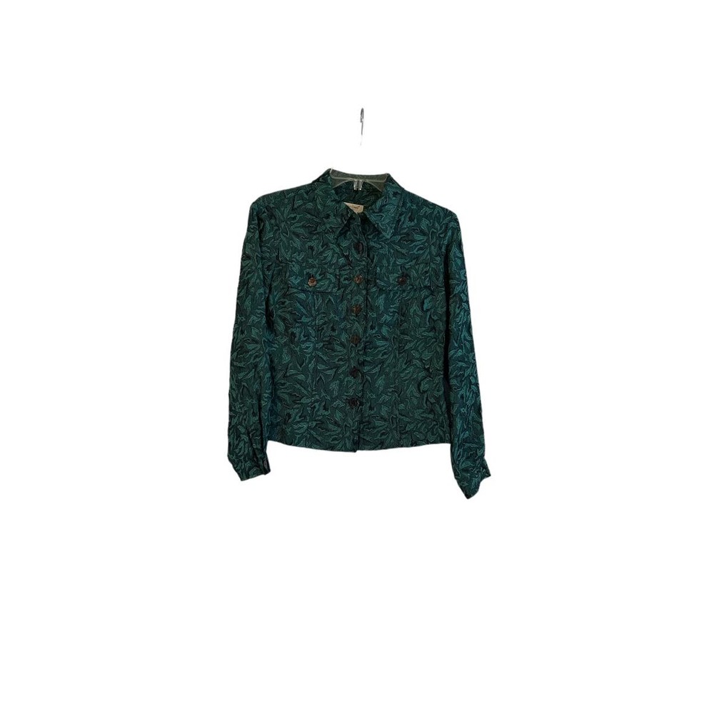 Coldwater Creek Ladies Textured long sleeved shirt Size PXS Petite Blue with Blk - Picture 3 of 3
